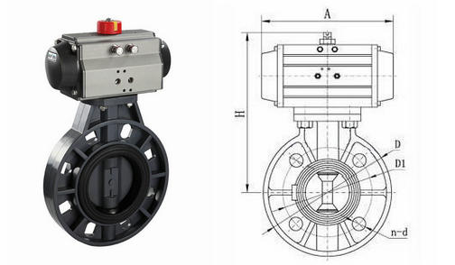 氣動(dòng)塑料蝶閥結(jié)構(gòu)圖